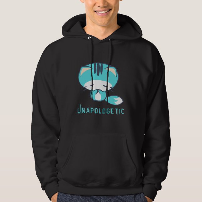 "Unapologetic Cat Hoodie - Bold Graphic Design" (Front)