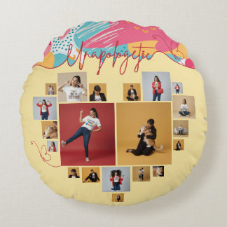 Unapologetic Personalised Feminine Photo Collage Round Cushion