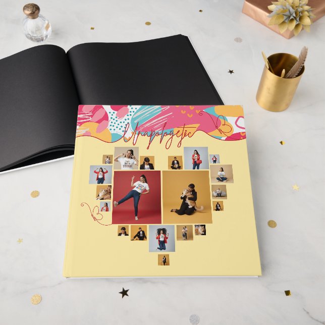 Unapologetic Personalized Feminine Photo Collage Guest Book (Front Open)