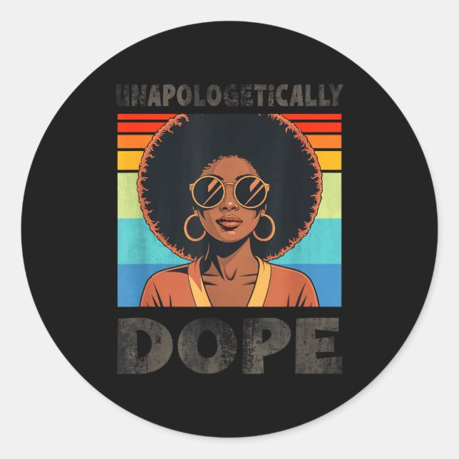 Unapologetically Afro Woman Retro Pride  Classic Round Sticker (Front)