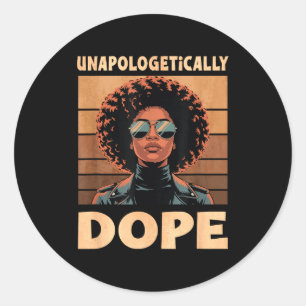 Unapologetically Afro Woman Vintage 70s Classic Round Sticker