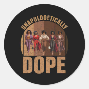 Unapologetically Black Drug Pride Afro Black Histo Classic Round Sticker