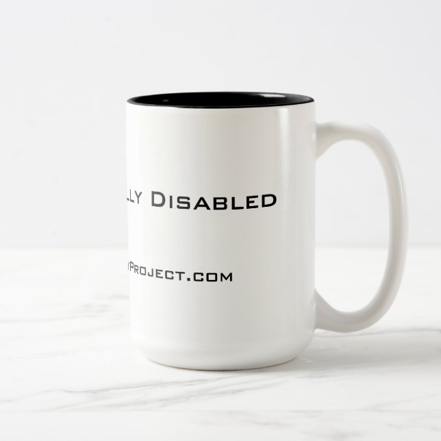 'Unapologetically Disabled' 15 oz mug, white Two-Tone Coffee Mug (Right)