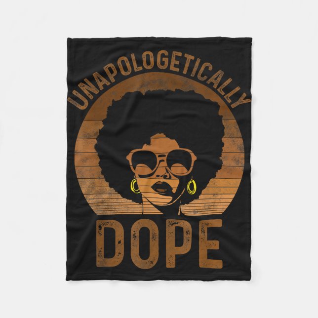 Unapologetically melanin afro queen black history fleece blanket (Front)
