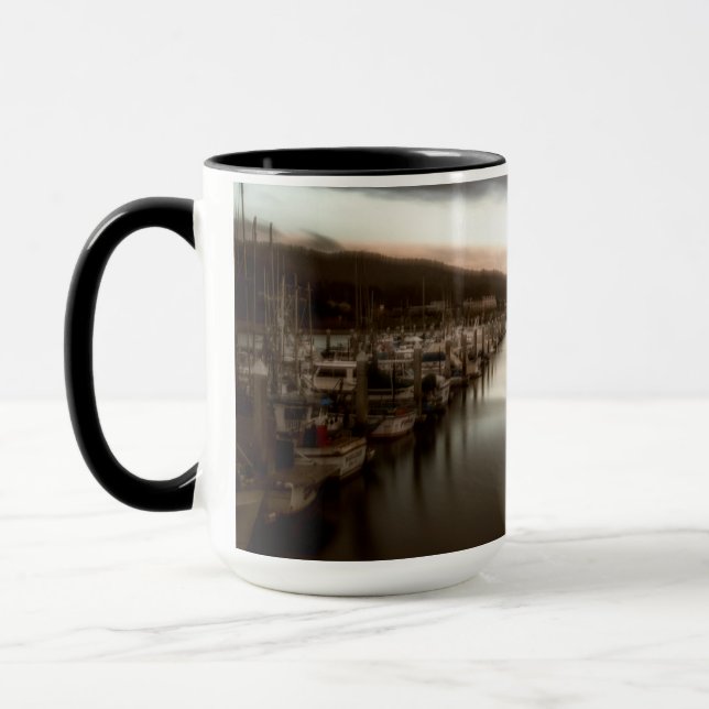 Unbalanced Pillar Point Harbour Half Moon Bay Mug (Left)