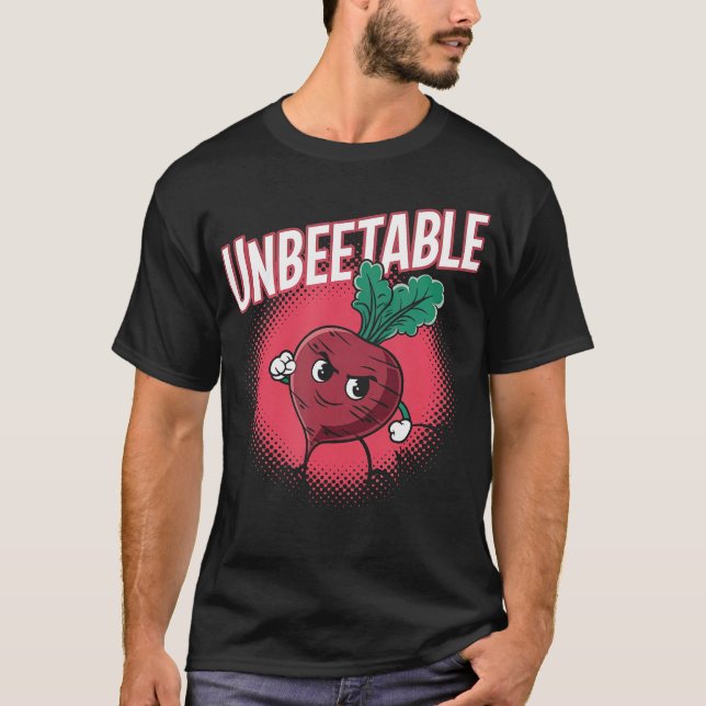 Unbeetable Funny Beet Vegan Pun Beetroot Vegetable T-Shirt (Front)