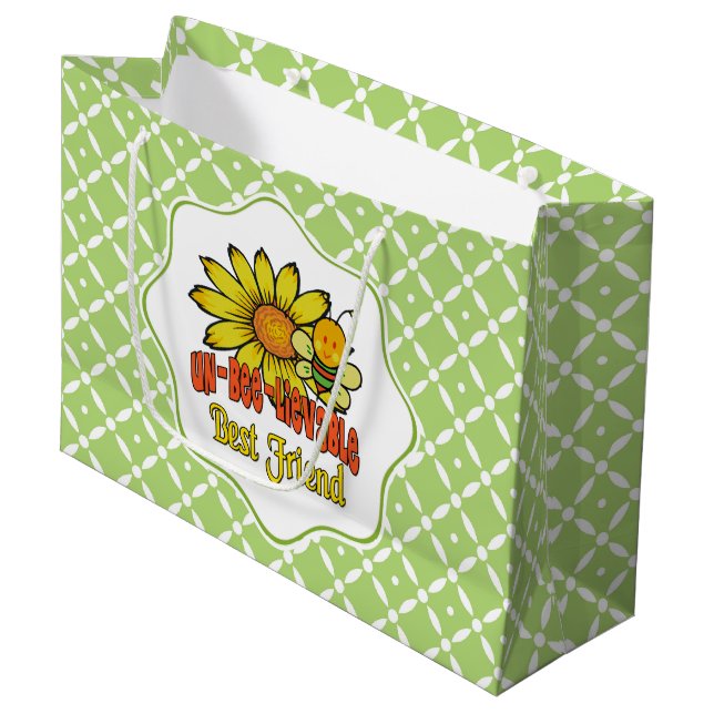Unbelievable Best Friend Sunflowers and Bees Large Gift Bag (Front Angled)