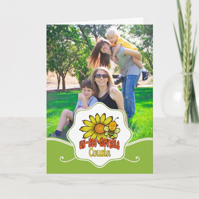 Unbelievable Cousin Sunflowers and Bees Card (Front)