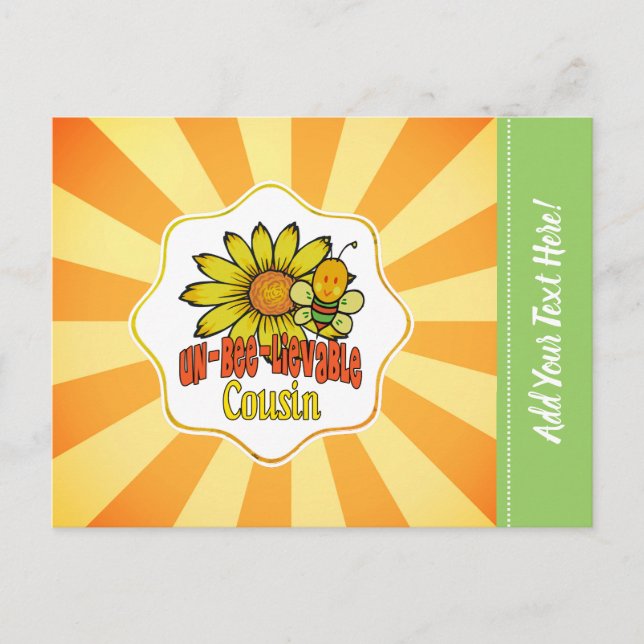 Unbelievable Cousin Sunflowers and Bees Postcard (Front)