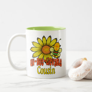 Unbelievable Cousin Sunflowers and Bees Two-Tone Coffee Mug