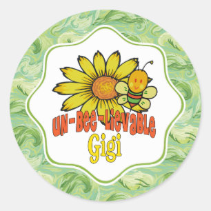 Unbelievable Gigi Sunflower and Bees Classic Round Sticker