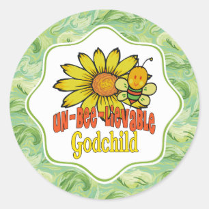 Unbelievable Godchild Sunflowers and Bees Classic Round Sticker