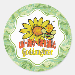 Unbelievable Goddaughter Sunflowers and Bees Classic Round Sticker
