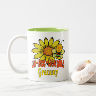 Unbelievable Grammy Sunflowers and Bees Two-Tone Coffee Mug