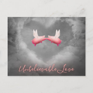 Unbelievable Love-Flying Pigs Kiss Postcard