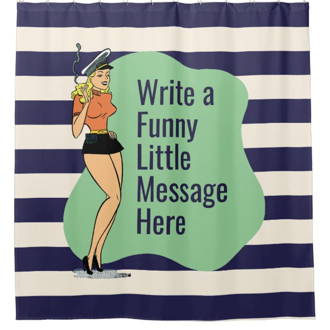 Unbothered Attitude: A Retro Chic Pinup Shower Curtain (Front)