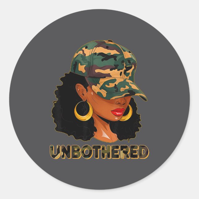 Unbothered Black Woman Melanin African Black Histo Classic Round Sticker (Front)
