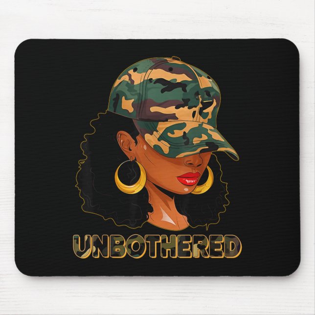 Unbothered Black Woman Melanin African Black Histo Mouse Mat (Front)