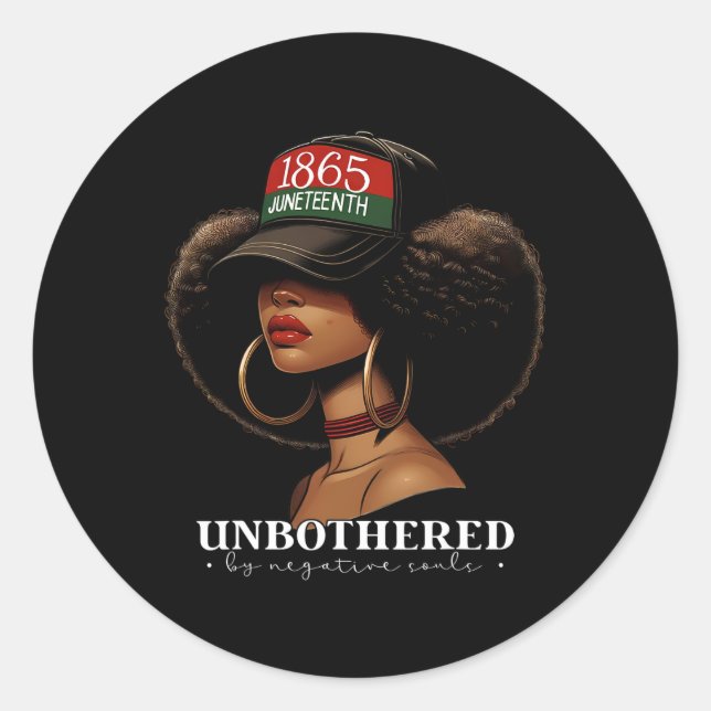 Unbothered By Negative Souls Afro Black Girl Ameri Classic Round Sticker (Front)