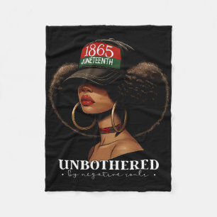 Unbothered By Negative Souls Afro Black Girl Ameri Fleece Blanket