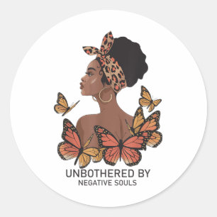 Unbothered By Negative Souls Afro Black Girl Butte Classic Round Sticker