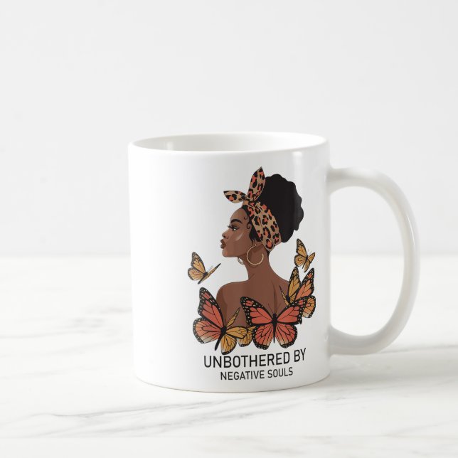 Unbothered By Negative Souls Afro Black Girl Butte Coffee Mug (Right)