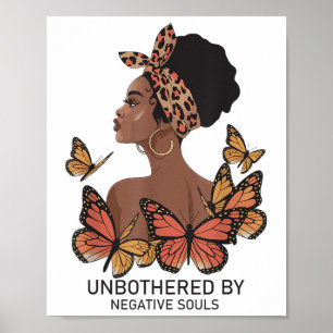 Unbothered By Negative Souls Afro Black Girl Butte Poster