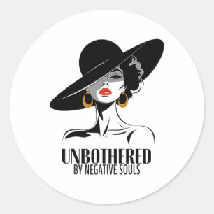 Unbothered By Negative Souls Ladies Black History Classic Round Sticker
