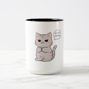 Unbothered Cat "Not My Problem" Funny Design Two-Tone Coffee Mug