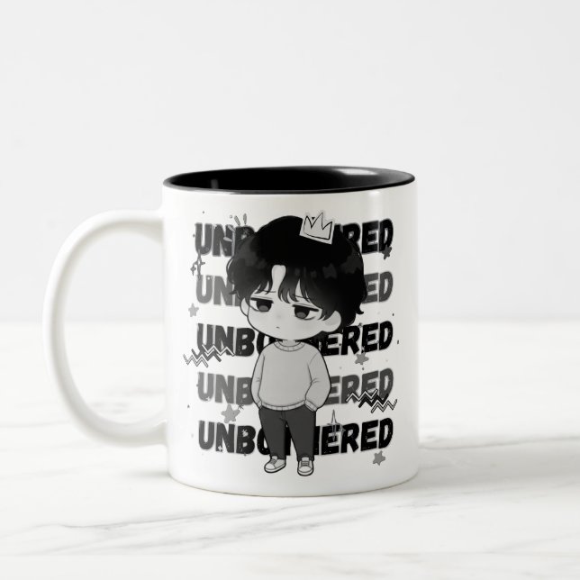 Unbothered Crown Relatable Chibi Graphic Illustrat Two-Tone Coffee Mug (Left)