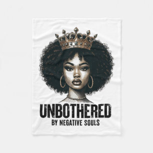 Unbothered Sy Black Queen African American Ladies  Fleece Blanket