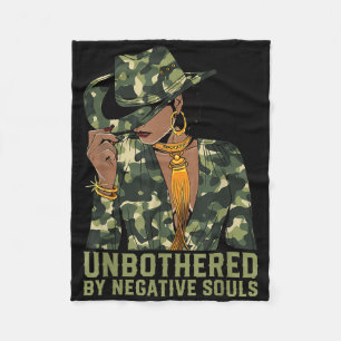 Unbothered Western Black Cowgirl Camo Camouflage W Fleece Blanket