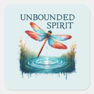 Unbounded Spirit - Artistic Dragonfly Square Sticker