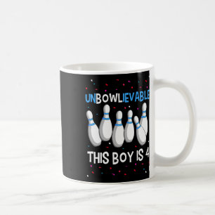Unbowlievable This Boy Is 4 Birthday Party Bowling Coffee Mug