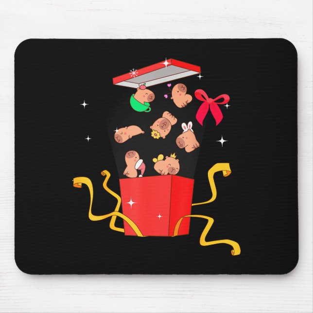 Unboxing Blind Box Capybara Pyjama Ugly Christmas  Mouse Mat (Front)