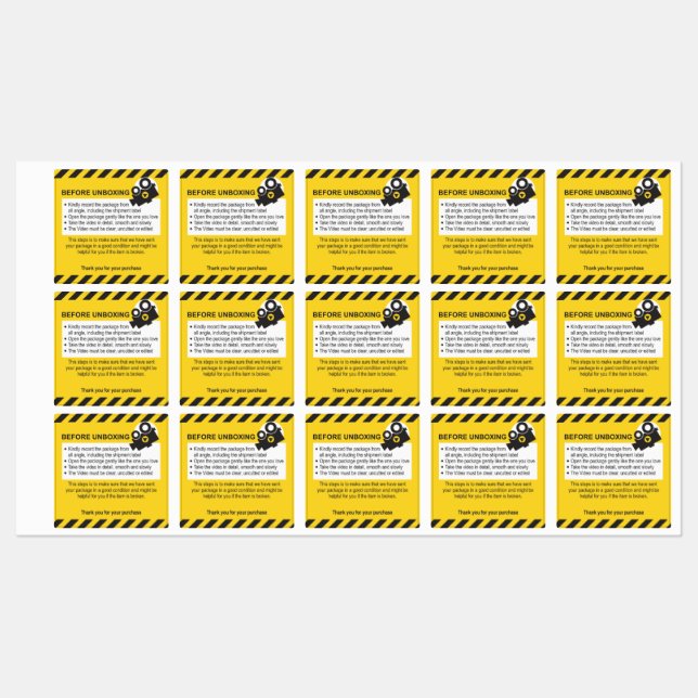 Unboxing Fixed Label and Guarantee (Sheet)
