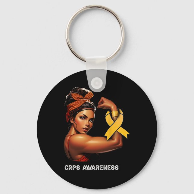 Unbreakable Afro Girl CRPS Awareness  Key Ring (Front)