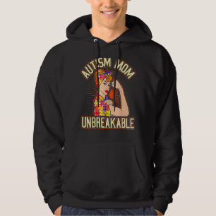 Unbreakable Autism Mum Messy Bun Autism Awareness  Hoodie