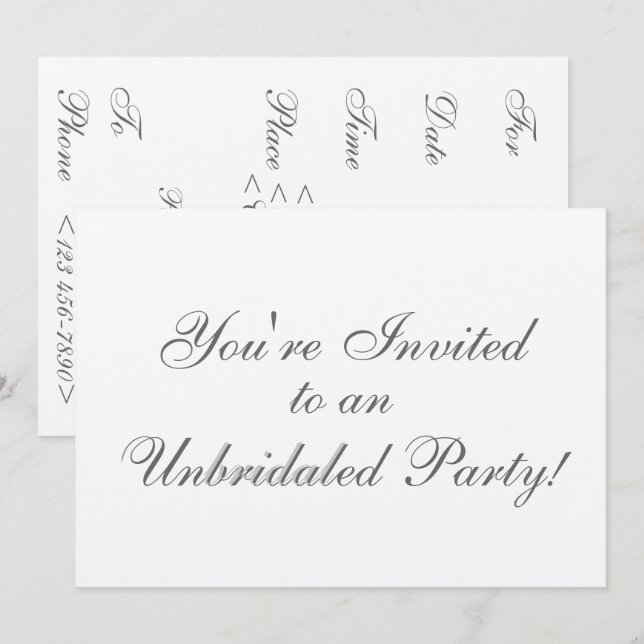 Unbridaled Party! Invitation (Front/Back)
