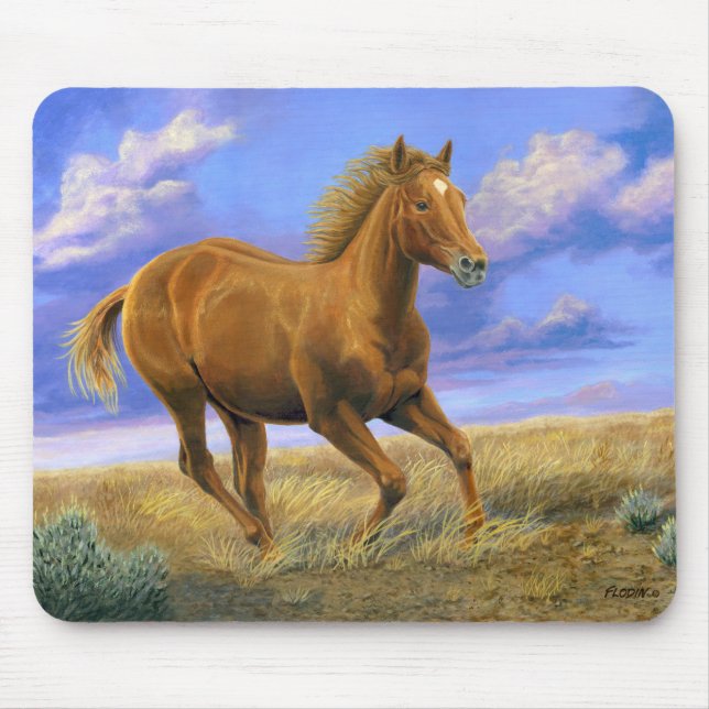 “Unbridled Freedom” Quarter Horse Running Mouse Mat (Front)