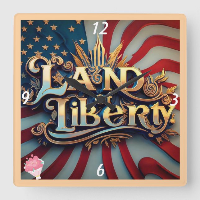 "Unbridled Freedom" Square Wall Clock (Front)