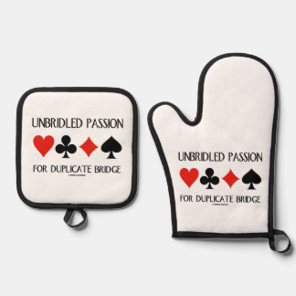 Unbridled Passion For Duplicate Bridge Card Suits Oven Mitt & Pot Holder Set