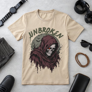 Unbroken Grim Reaper Skull Graphic T-Shirt