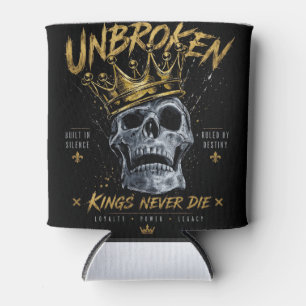 Unbroken Skull King Crown Edgy Motivational Art Can Cooler