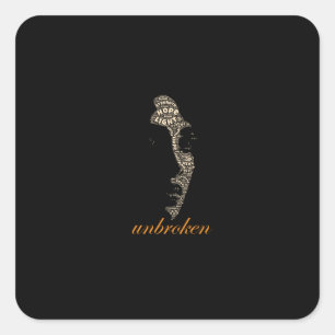 Unbroken Woman Inspirational Word Square Sticker