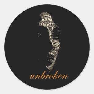 Unbroken Woman Typography Classic Round Sticker