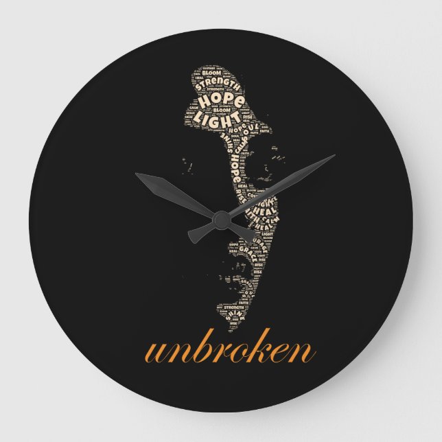 Unbroken Woman Typography Large Clock (Front)