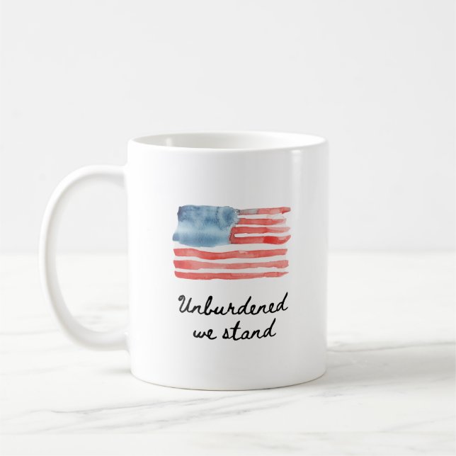 UNBURDENED WE STAND WATERCOLOR COFFEE MUG (Left)