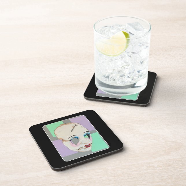'Uncanny Valley' Painting on a  Coaster (Right Side)