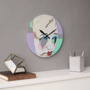 'Uncanny Valley' Painting on a  Large Clock